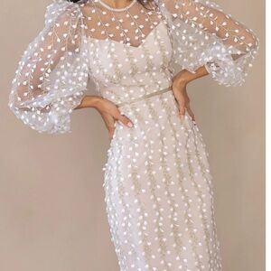 Lichi Floral Applique midi dress